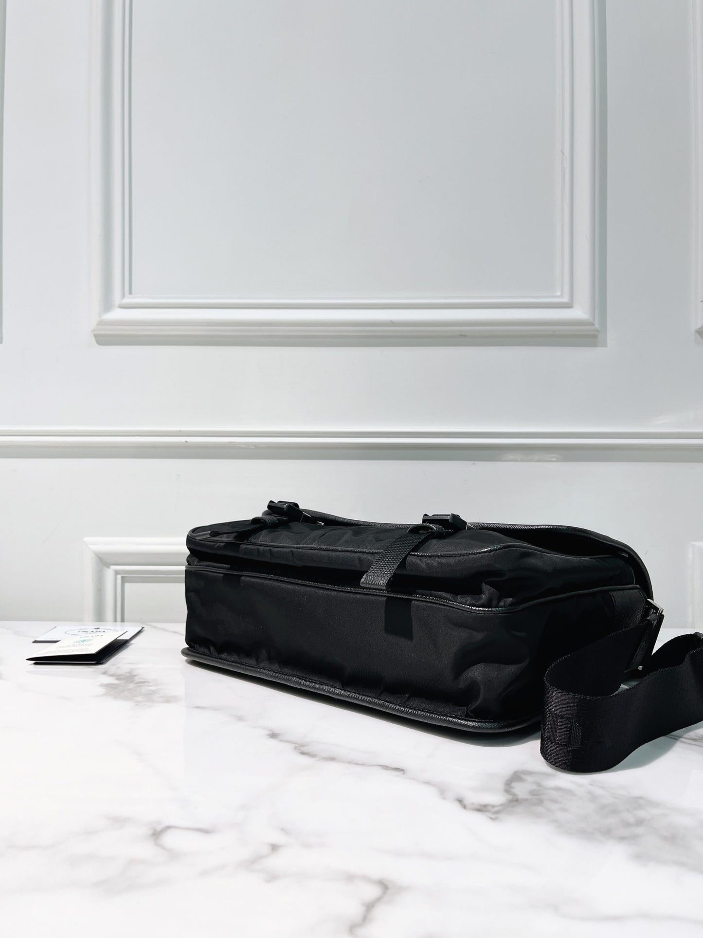 PRADA MESSENGER BAG, Black/Silver