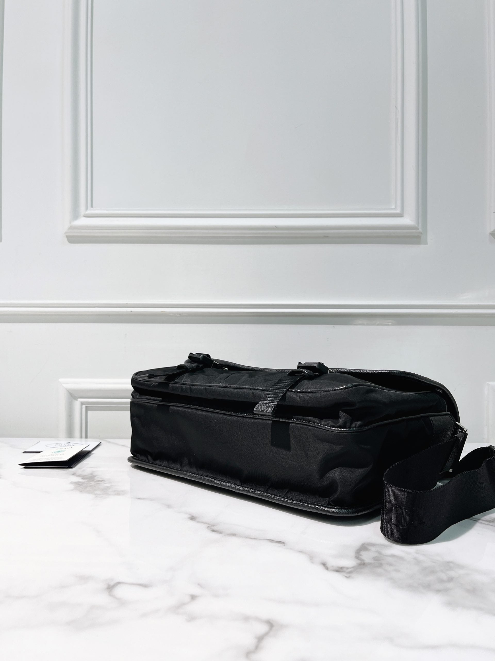 PRADA MESSENGER BAG, Black/Silver