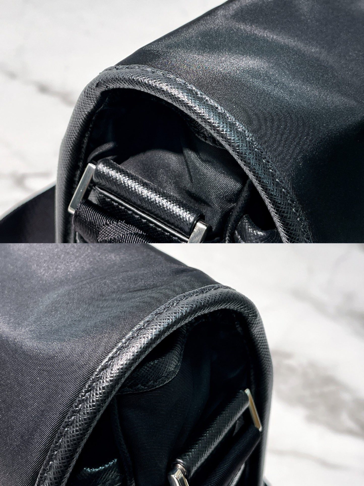 PRADA MESSENGER BAG, Black/Silver