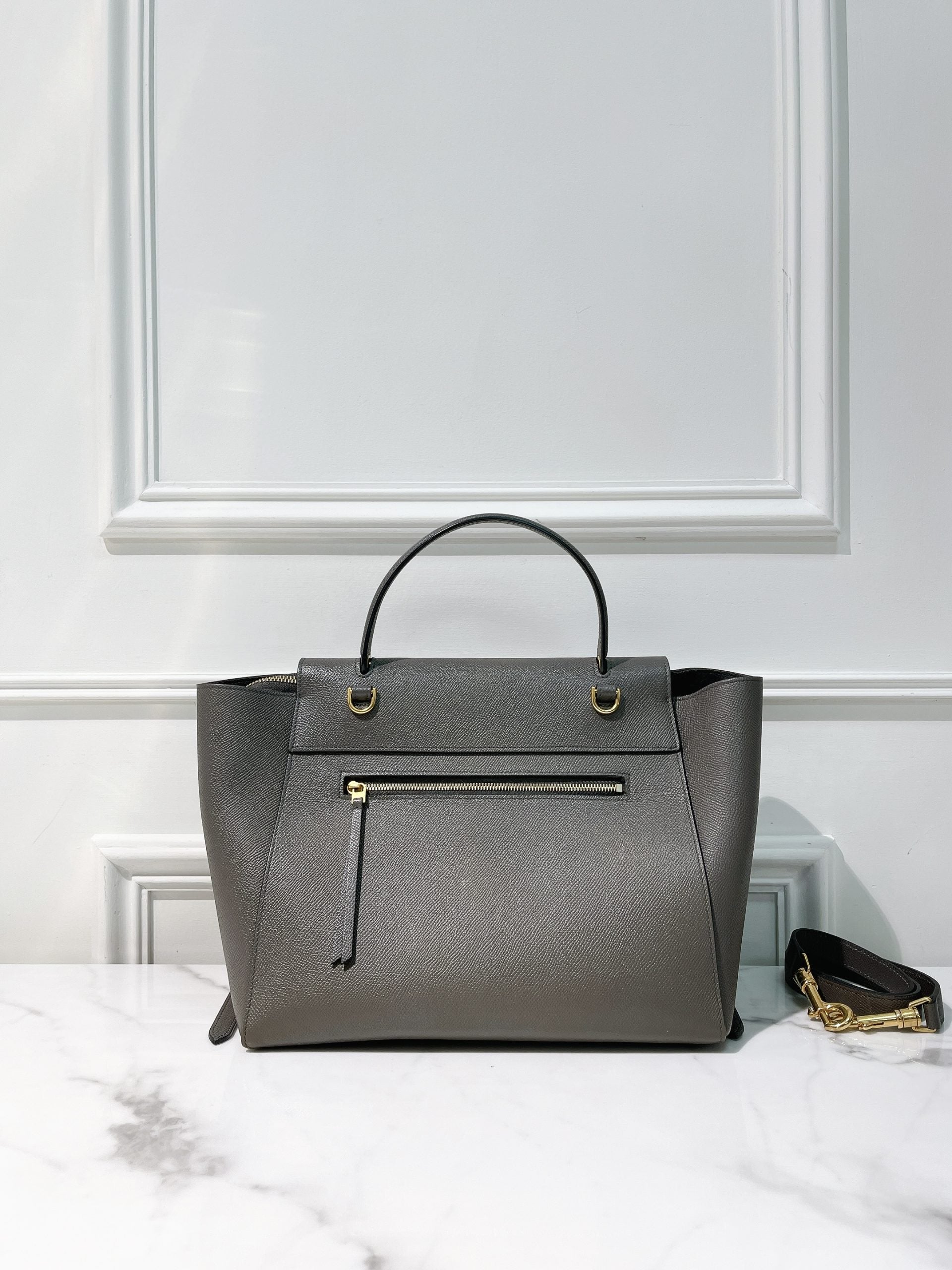 CELINE MINI BELT BAG, Gray/Gold