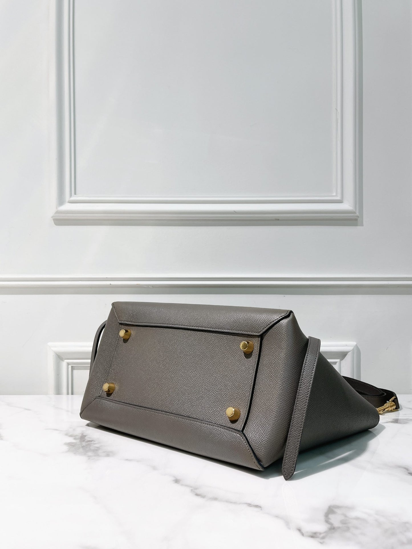 CELINE MINI BELT BAG, Gray/Gold