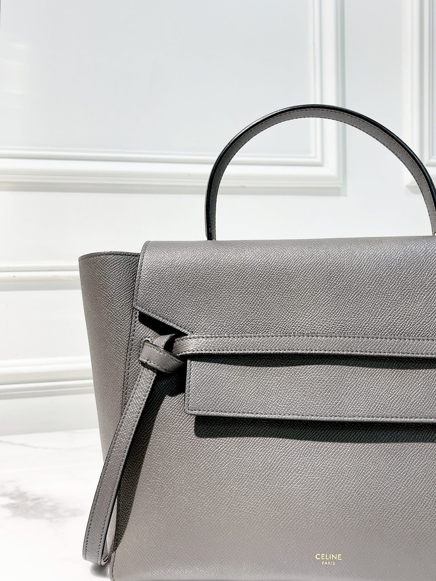 CELINE MINI BELT BAG, Gray/Gold