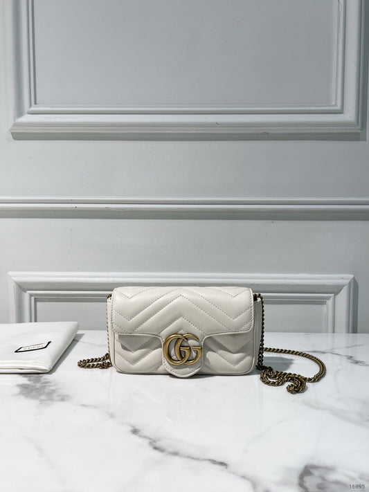 GUCCI SUPERMINI MARMONT, White/Gold