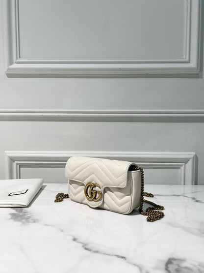 GUCCI SUPERMINI MARMONT, White/Gold
