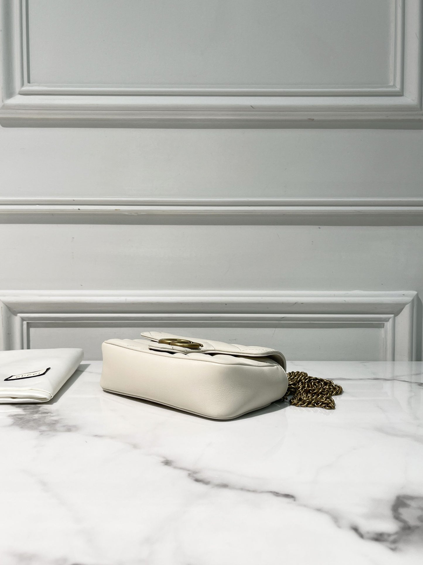 GUCCI SUPERMINI MARMONT, White/Gold