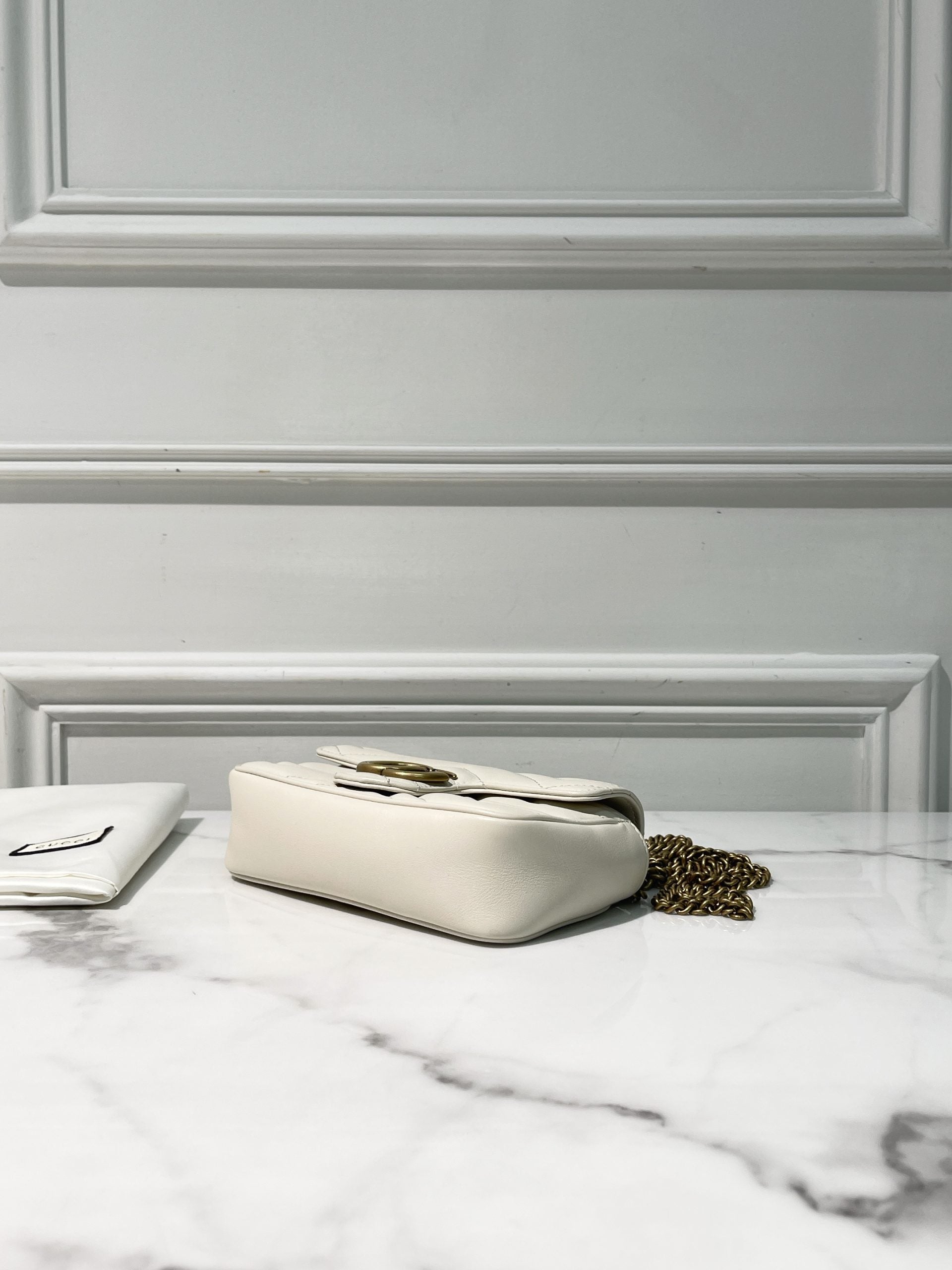 GUCCI SUPERMINI MARMONT, White/Gold