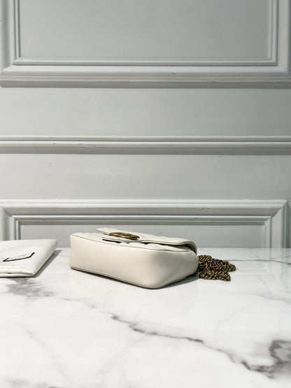 GUCCI SUPERMINI MARMONT, White/Gold