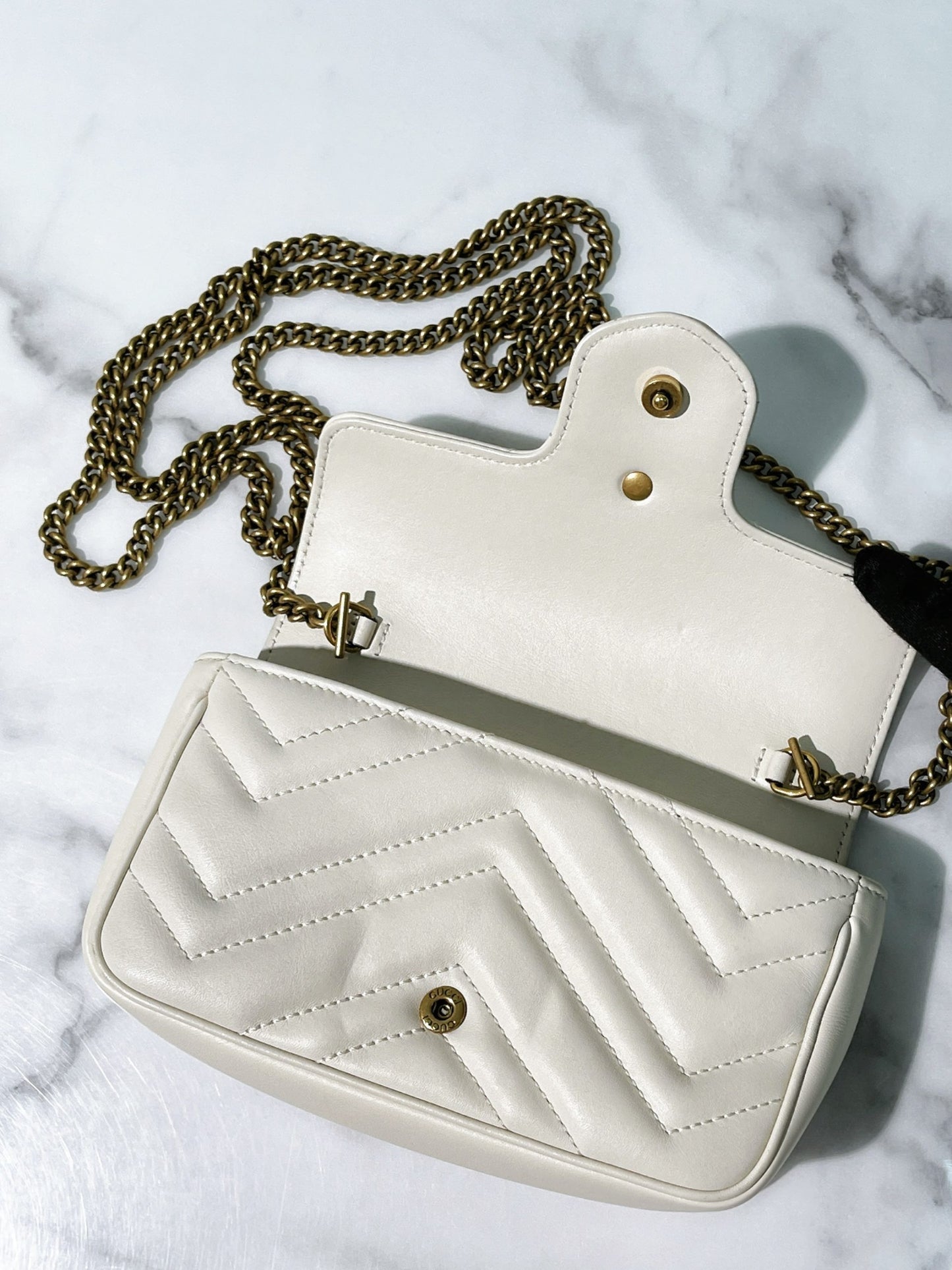 GUCCI SUPERMINI MARMONT, White/Gold
