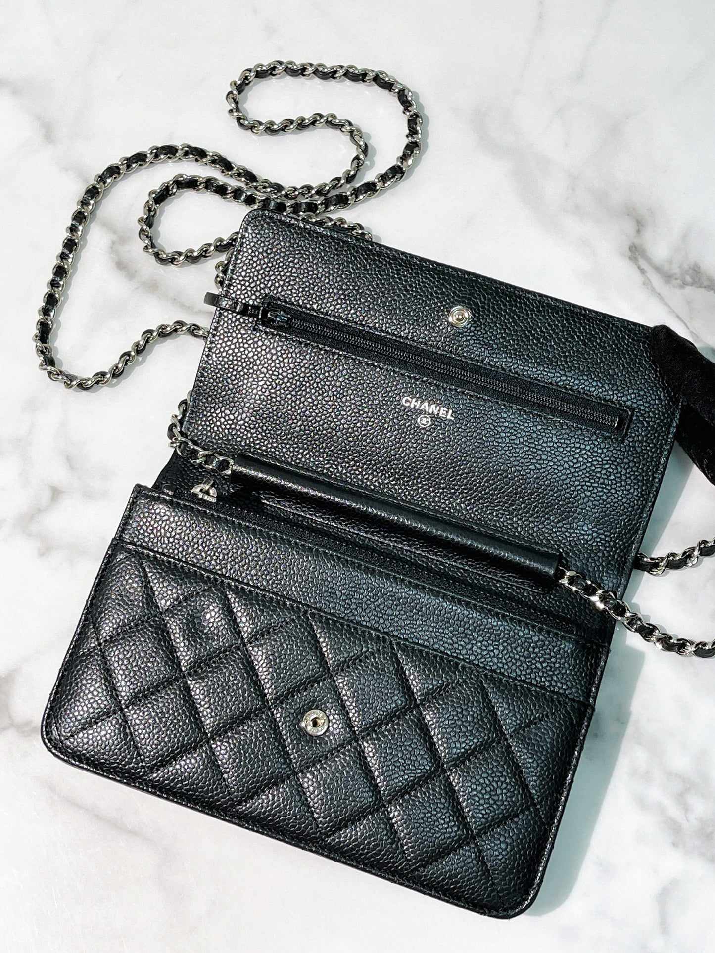 CHANEL CLASSIC WOC, Black/Silver