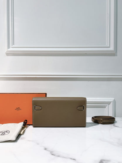 HERMES KELLY TO GO, Etoupe/Gold