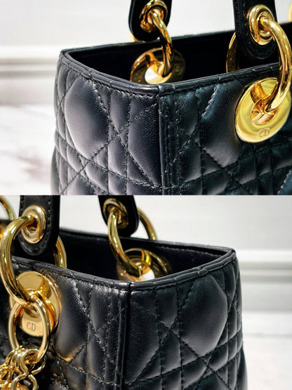 DIOR MEDIUM LADY DIOR, Black/Gold