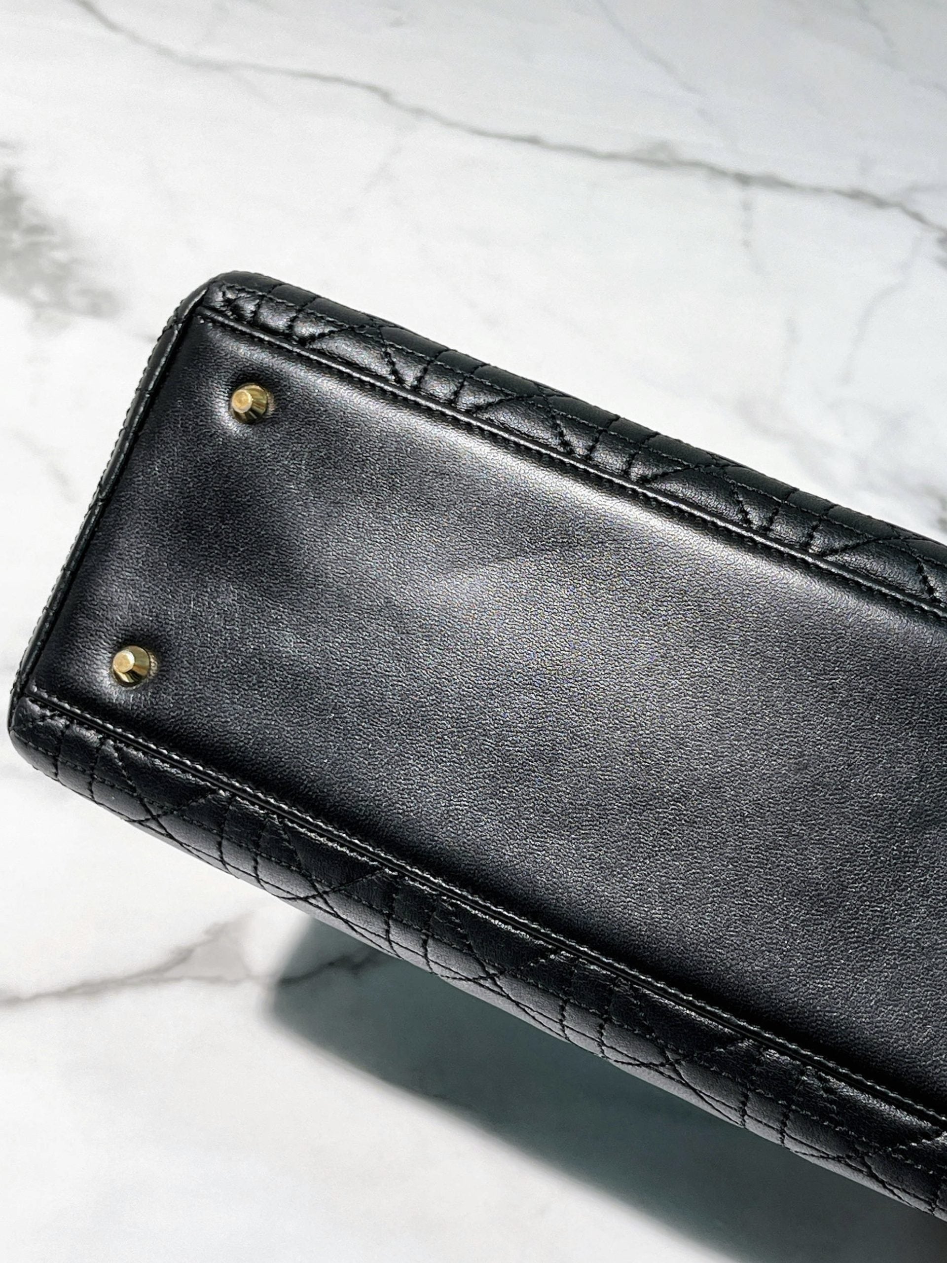 DIOR VINTAGE MEDIUM LADY DIOR, Black/Gold