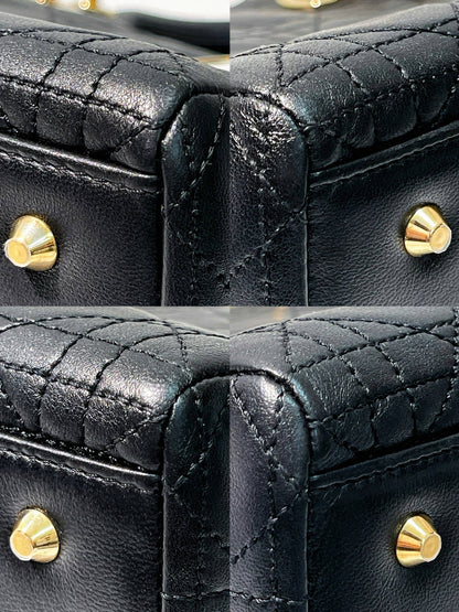 DIOR VINTAGE MEDIUM LADY DIOR, Black/Gold