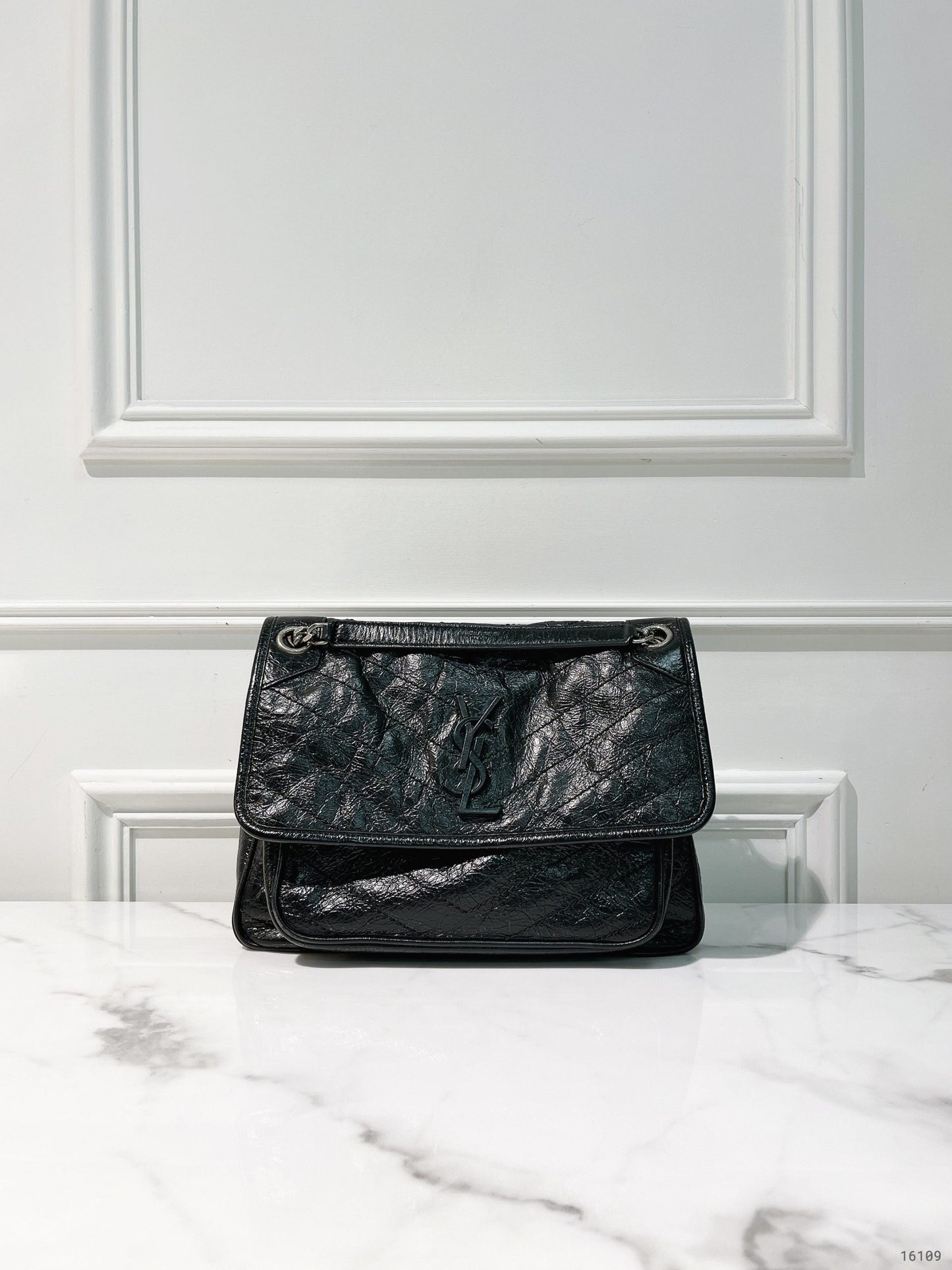 YSL MEDIUM NIKI, Black/Silver