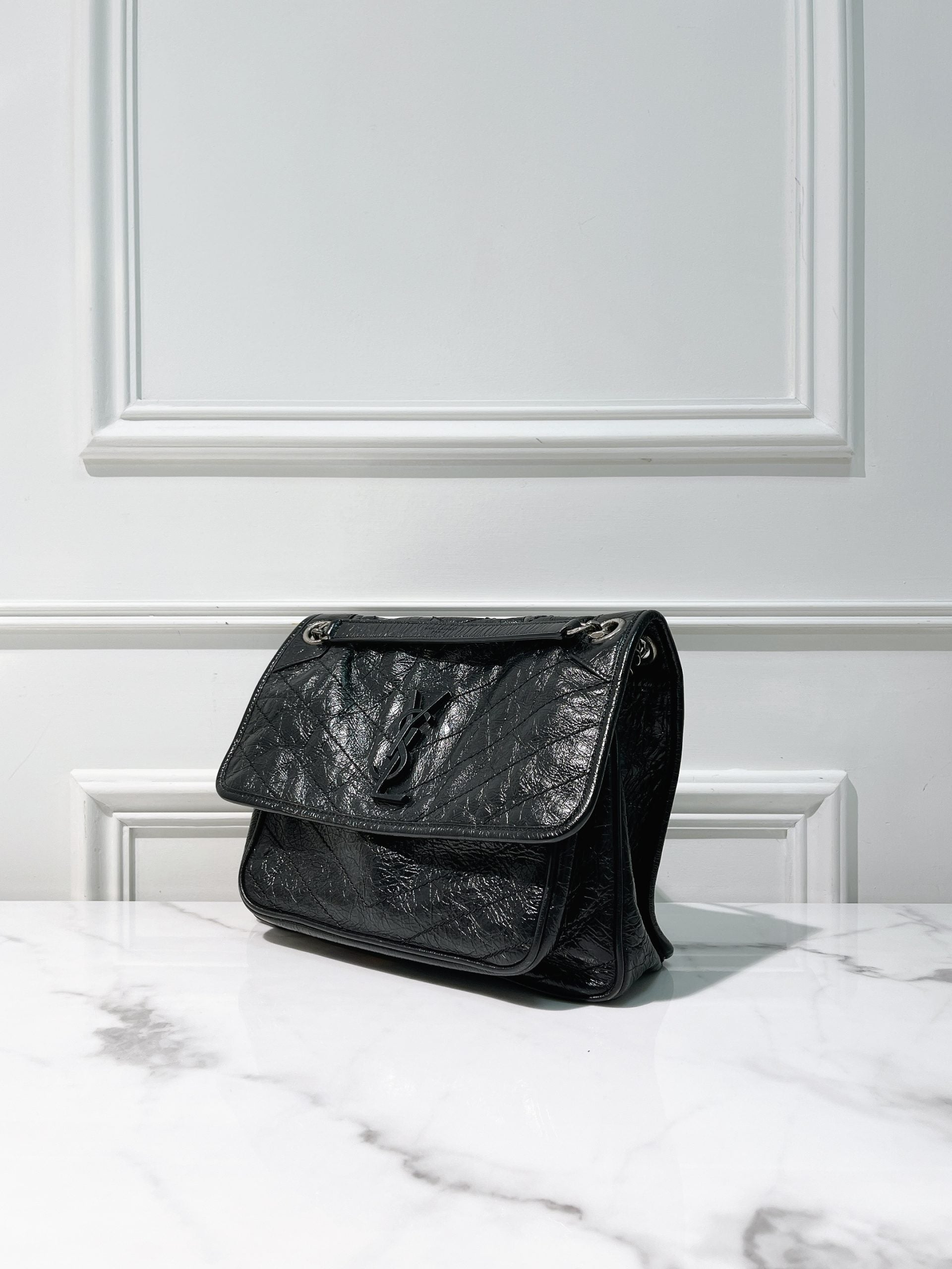 YSL MEDIUM NIKI, Black/Silver