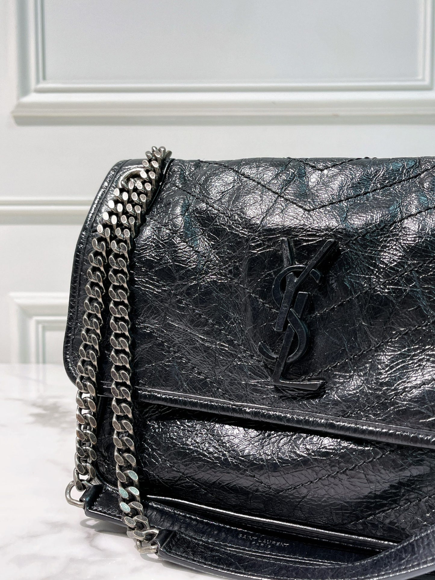 YSL MEDIUM NIKI, Black/Silver