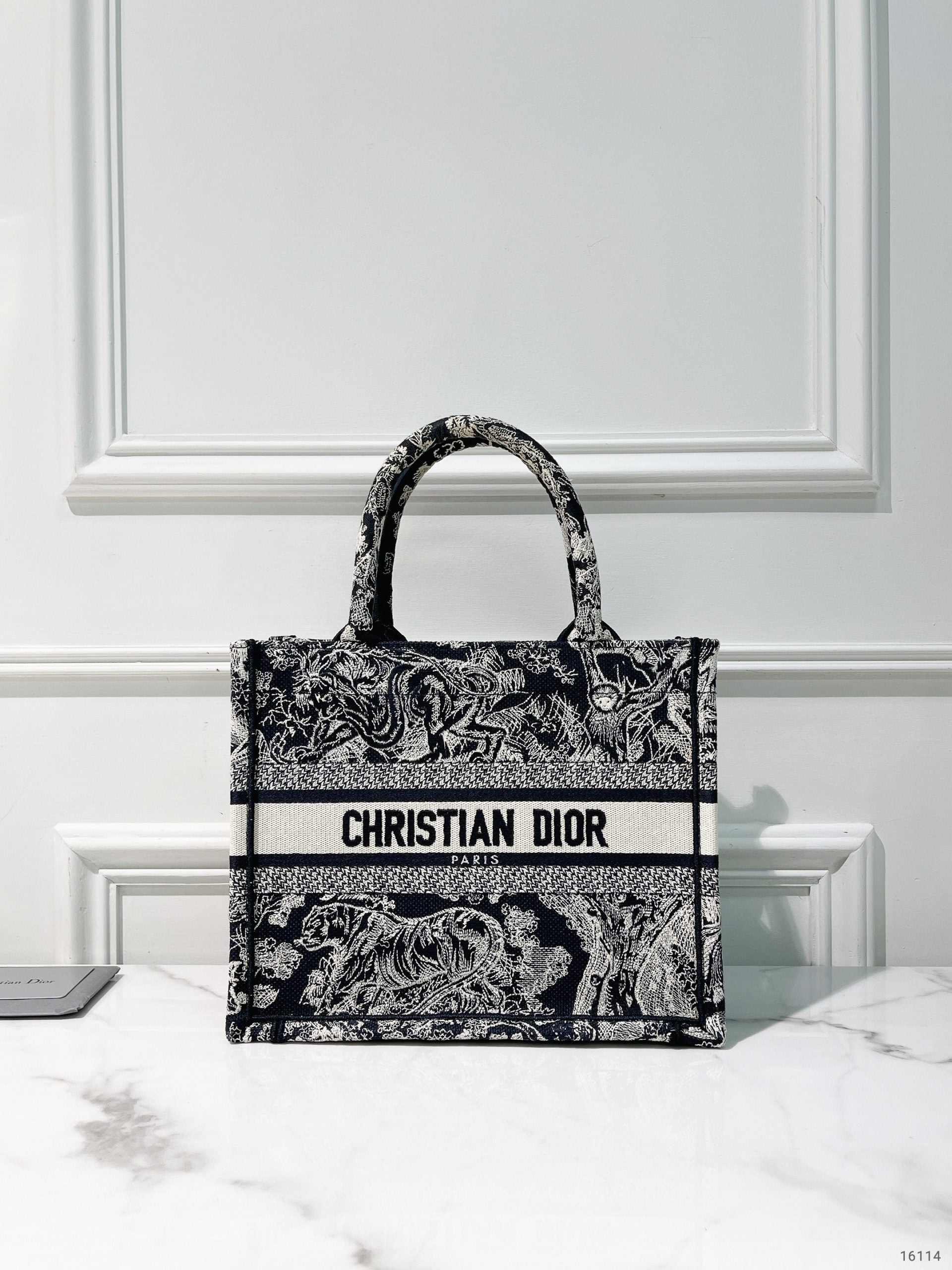 DIOR BOOK TOTE SMALL, Navy/White