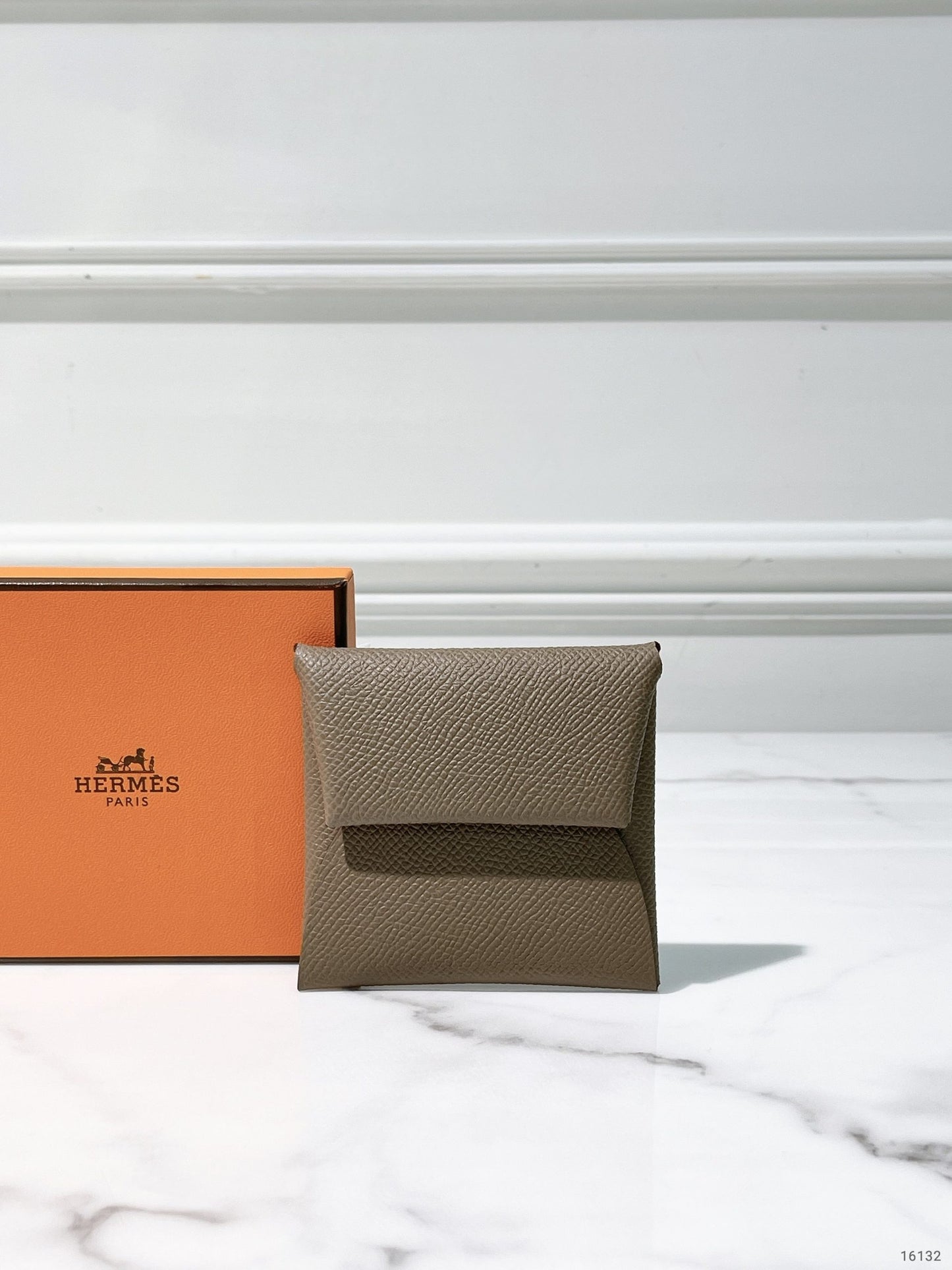 HERMES BASTIA CHANGE PURSE, Etoupe/Silver