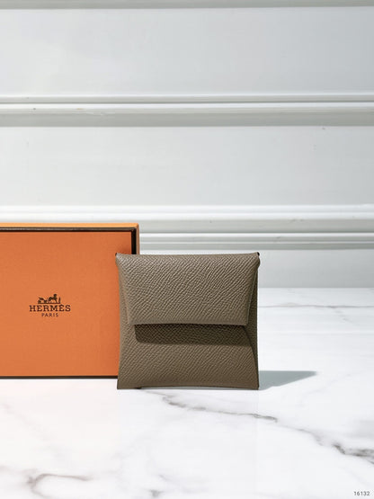 HERMES BASTIA CHANGE PURSE, Etoupe/Silver