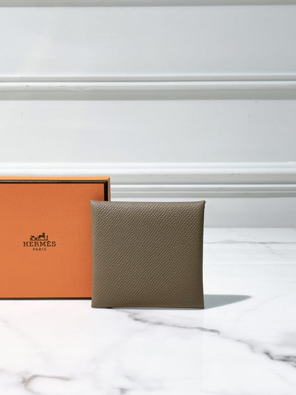 HERMES BASTIA CHANGE PURSE, Etoupe/Silver