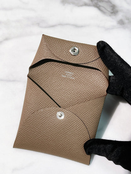 HERMES BASTIA CHANGE PURSE, Etoupe/Silver