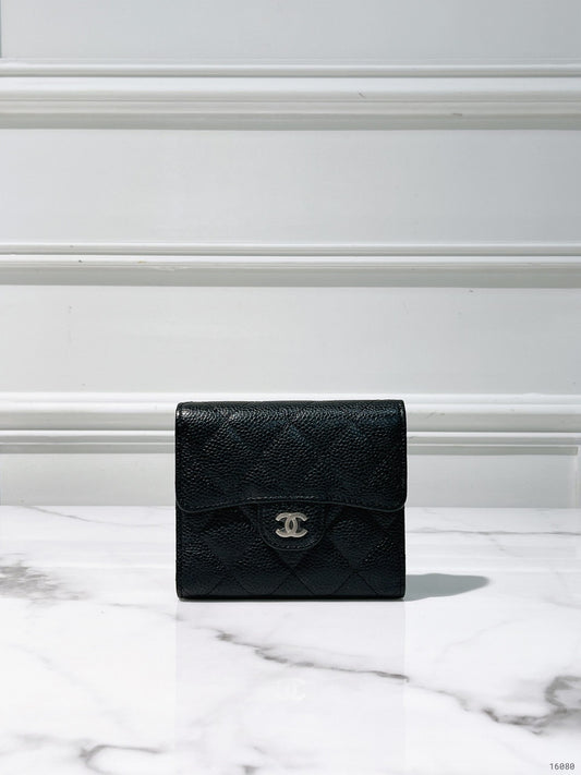 CHANEL CLASSIC WALLET, Black/Silver