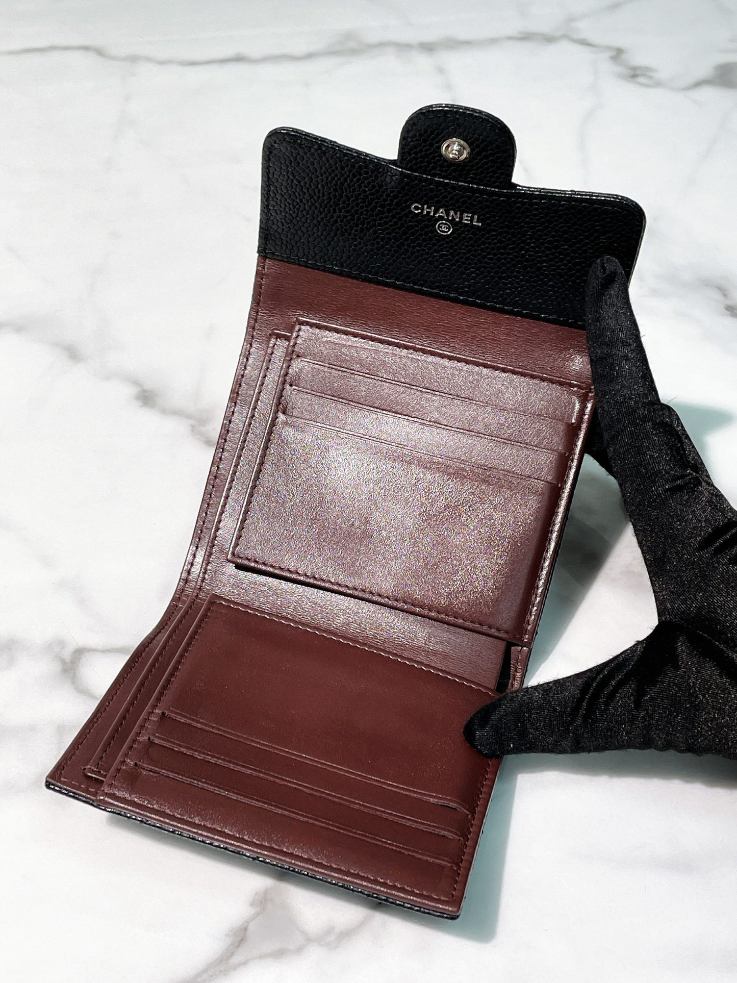 CHANEL CLASSIC WALLET, Black/Silver