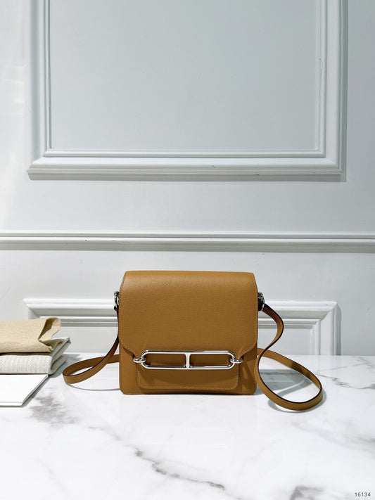 HERMES ROULIS MINI, Caramel/Rose D’ete/Silver