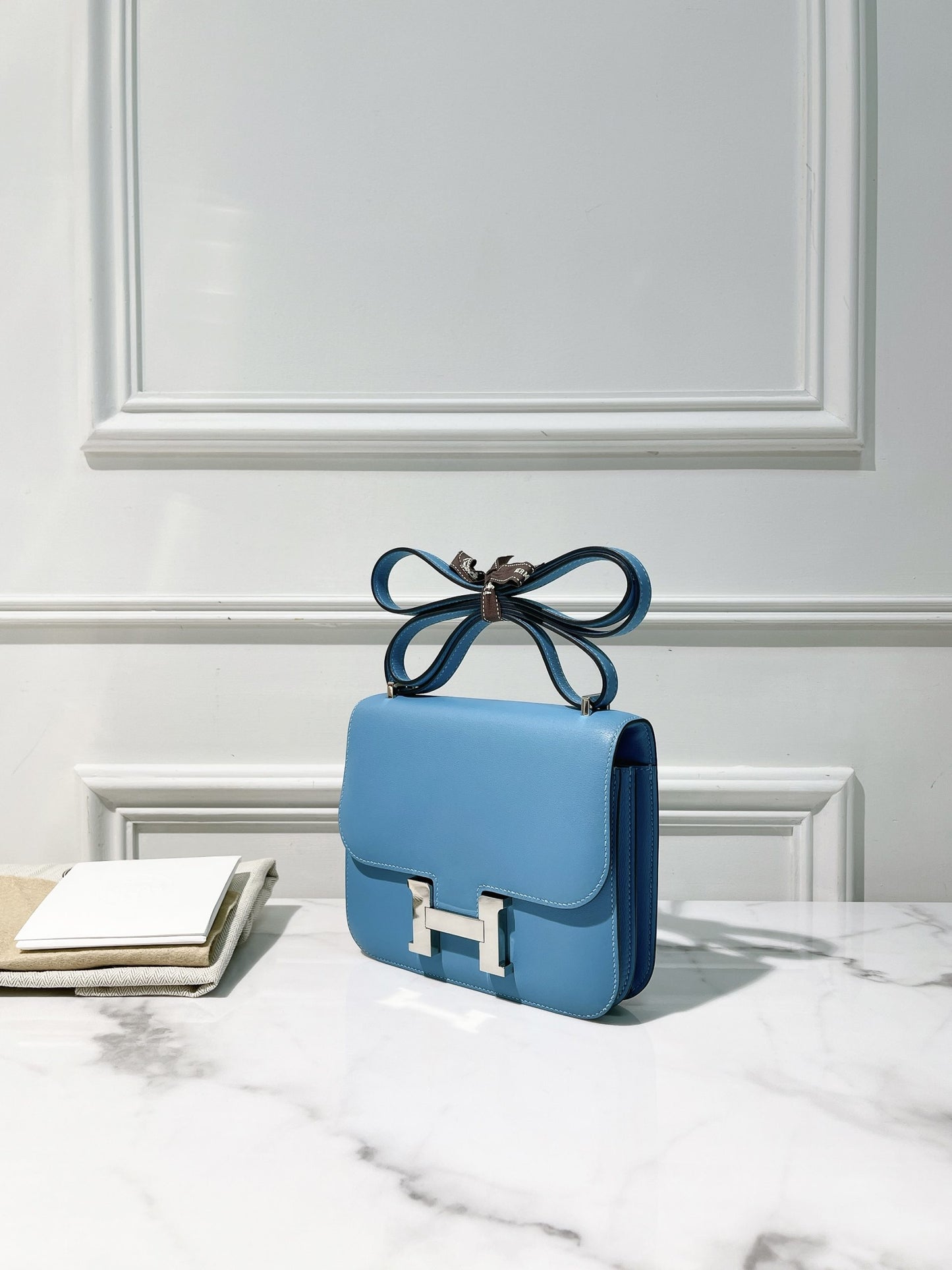 HERMES CONSTANCE MINI, Bleu Du Nord/Silver