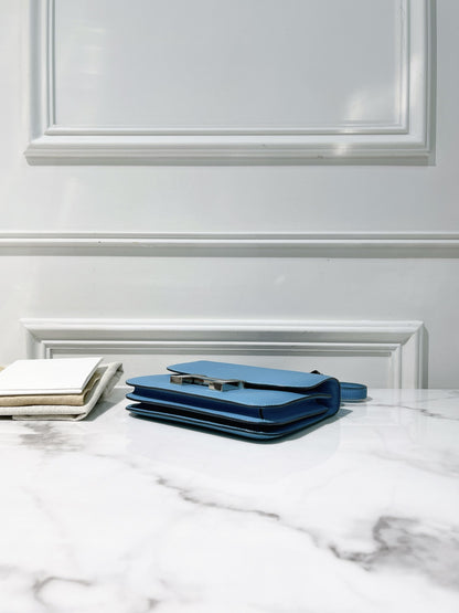 HERMES CONSTANCE MINI, Bleu Du Nord/Silver