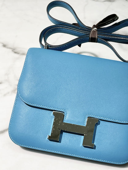 HERMES CONSTANCE MINI, Bleu Du Nord/Silver