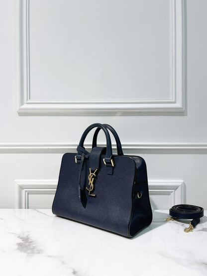 YSL SMALL CABAS, Navy/Gold