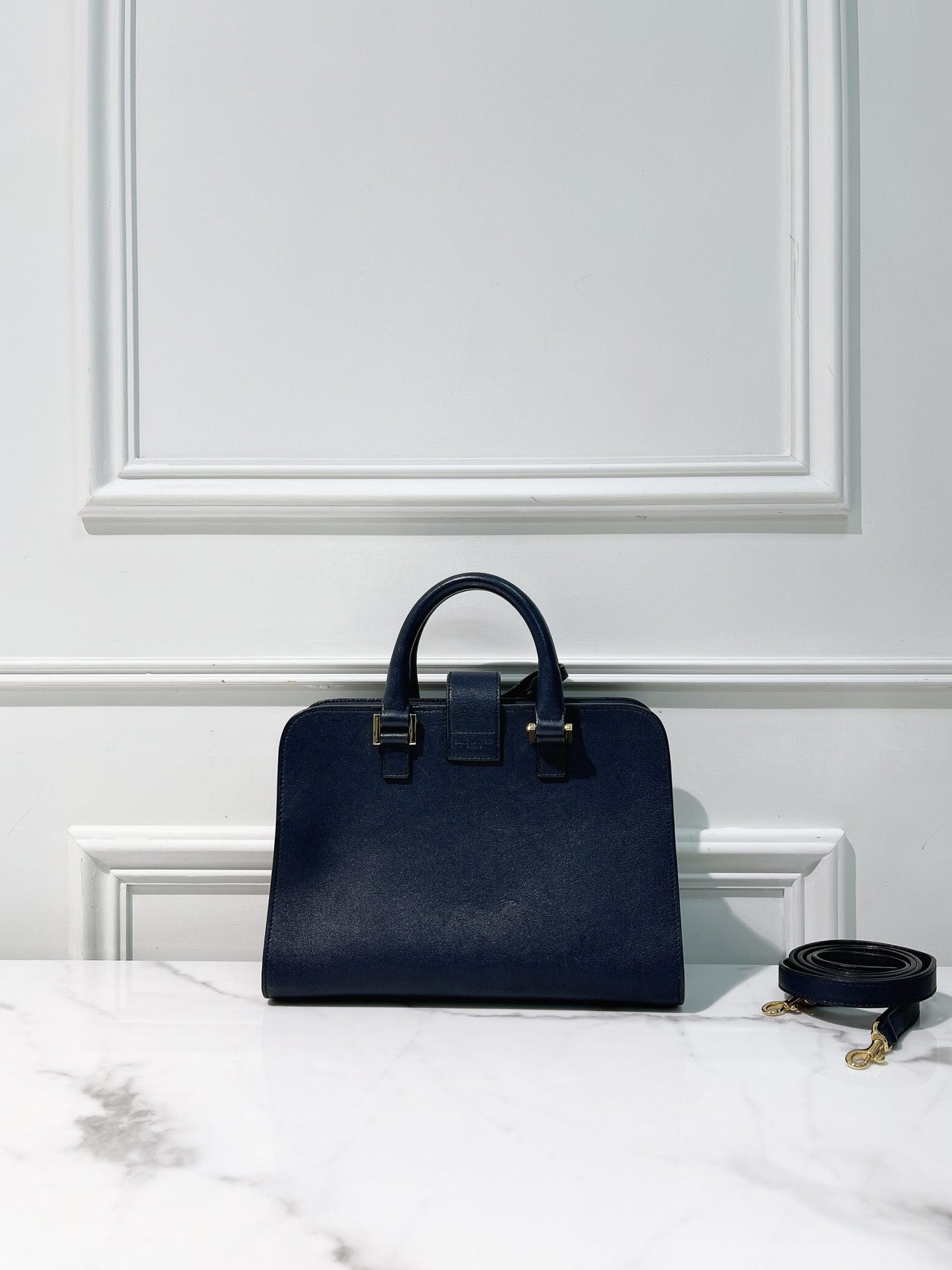 YSL SMALL CABAS, Navy/Gold