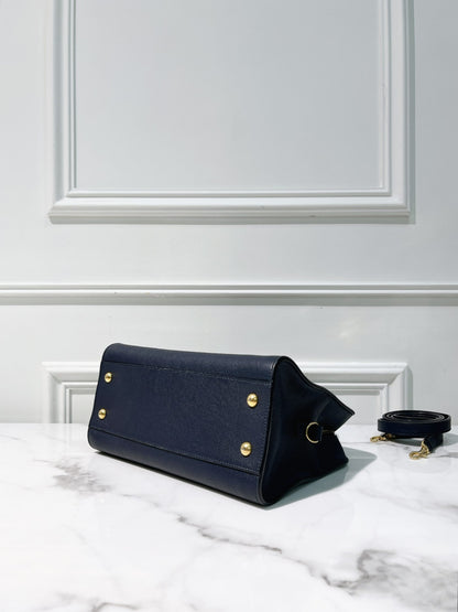 YSL SMALL CABAS, Navy/Gold