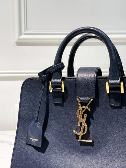 YSL SMALL CABAS, Navy/Gold