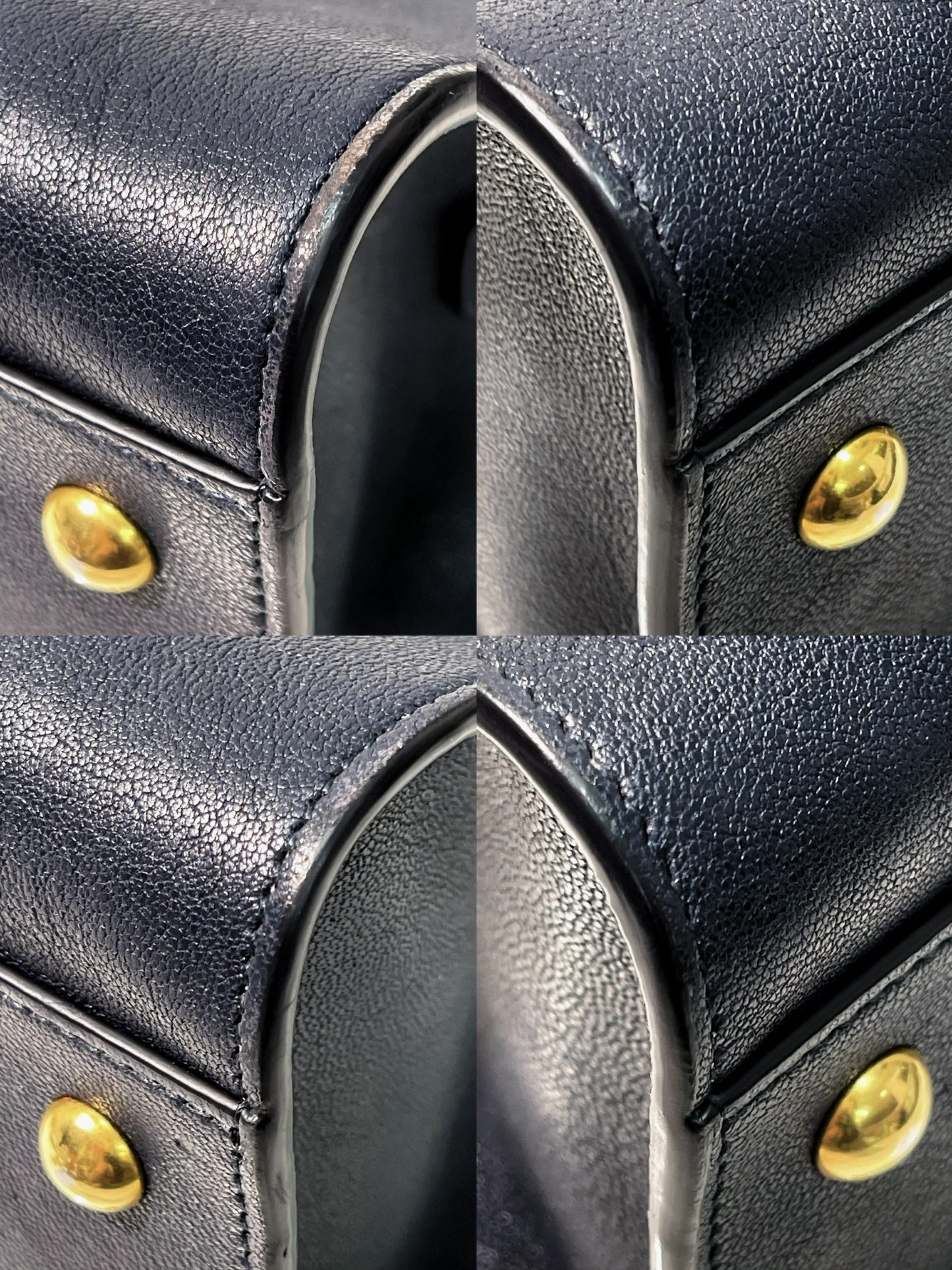 YSL SMALL CABAS, Navy/Gold