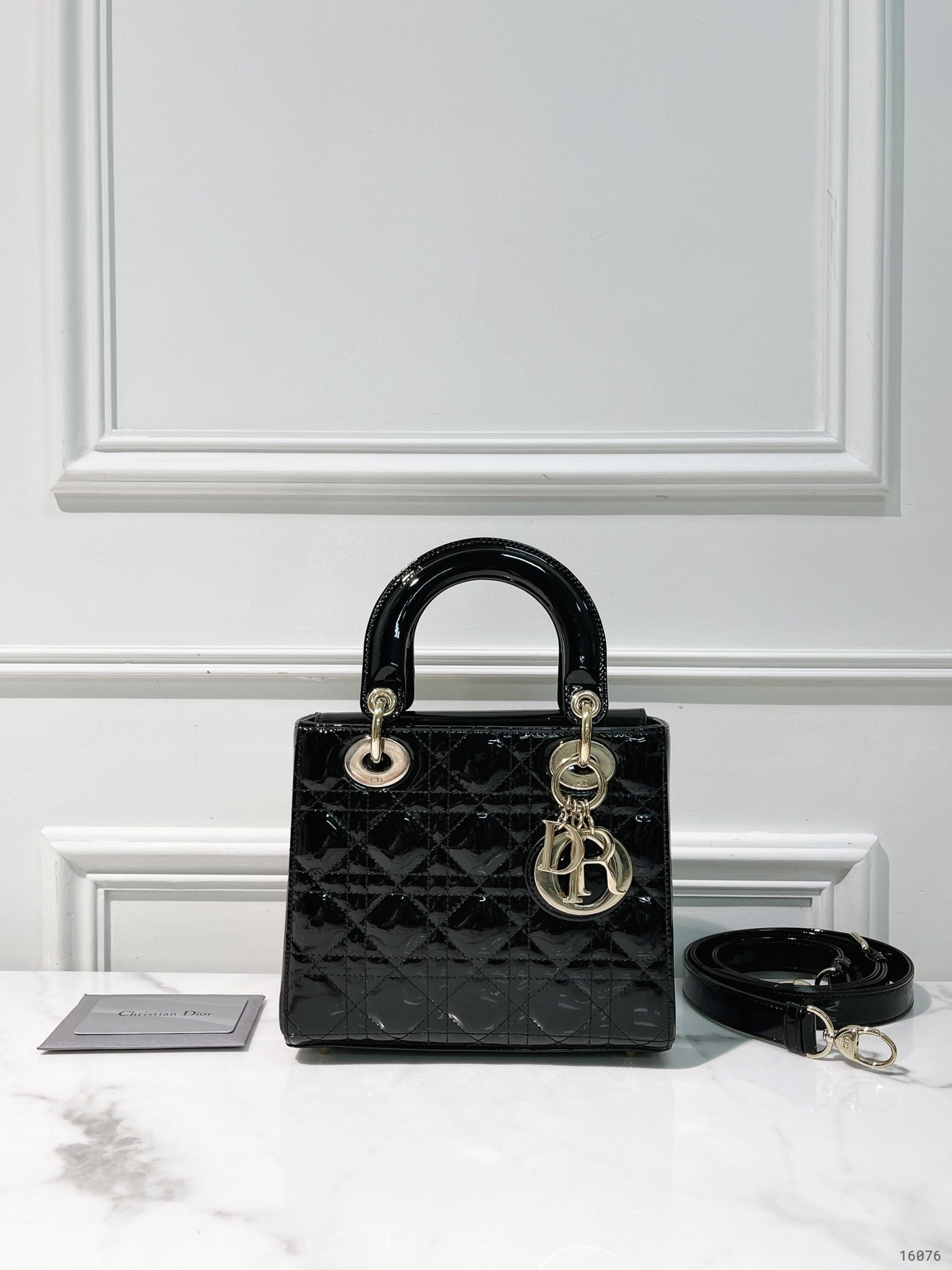 DIOR SMALL LADY DIOR, Black/Gold