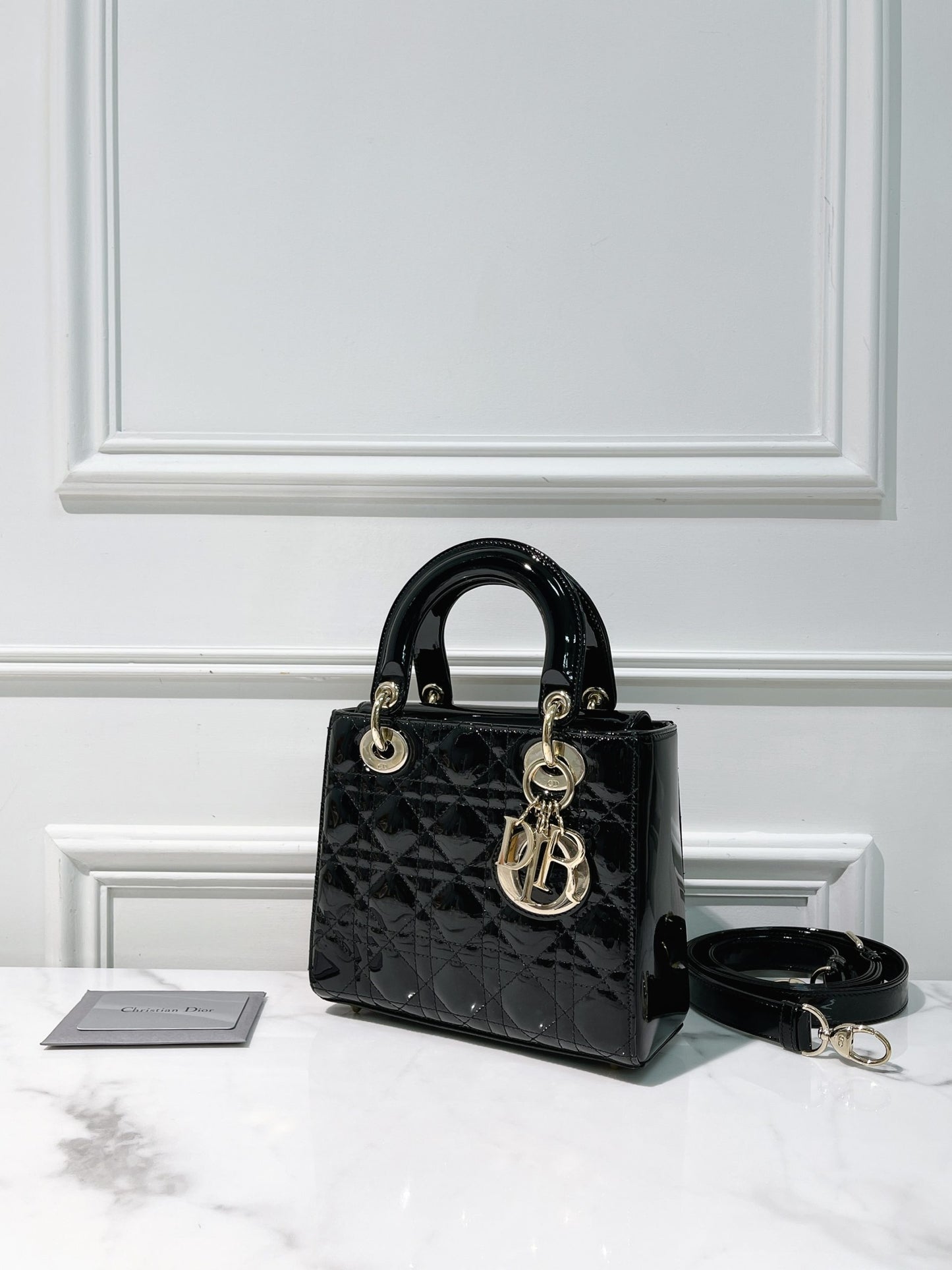 DIOR SMALL LADY DIOR, Black/Gold
