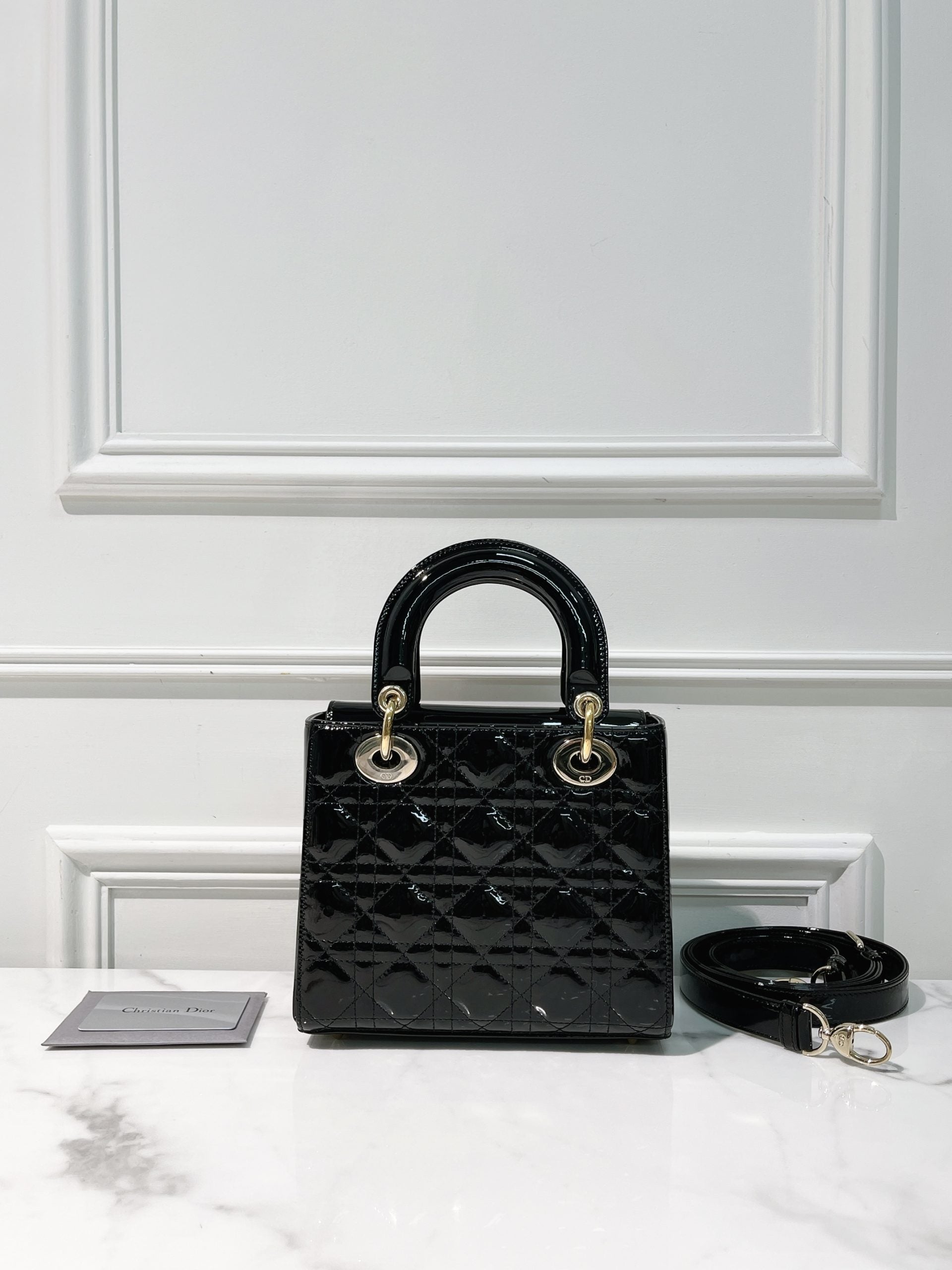 DIOR SMALL LADY DIOR, Black/Gold