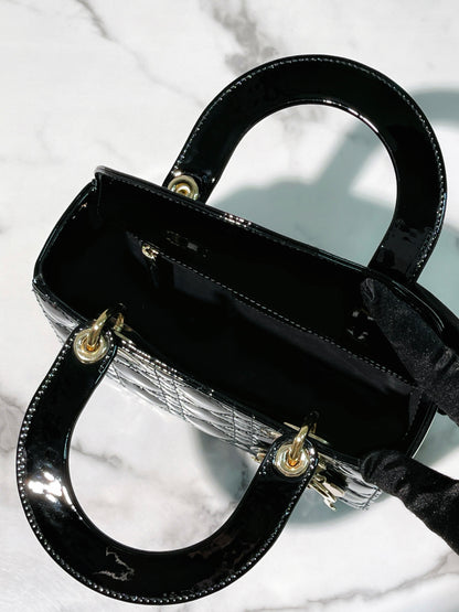 DIOR SMALL LADY DIOR, Black/Gold