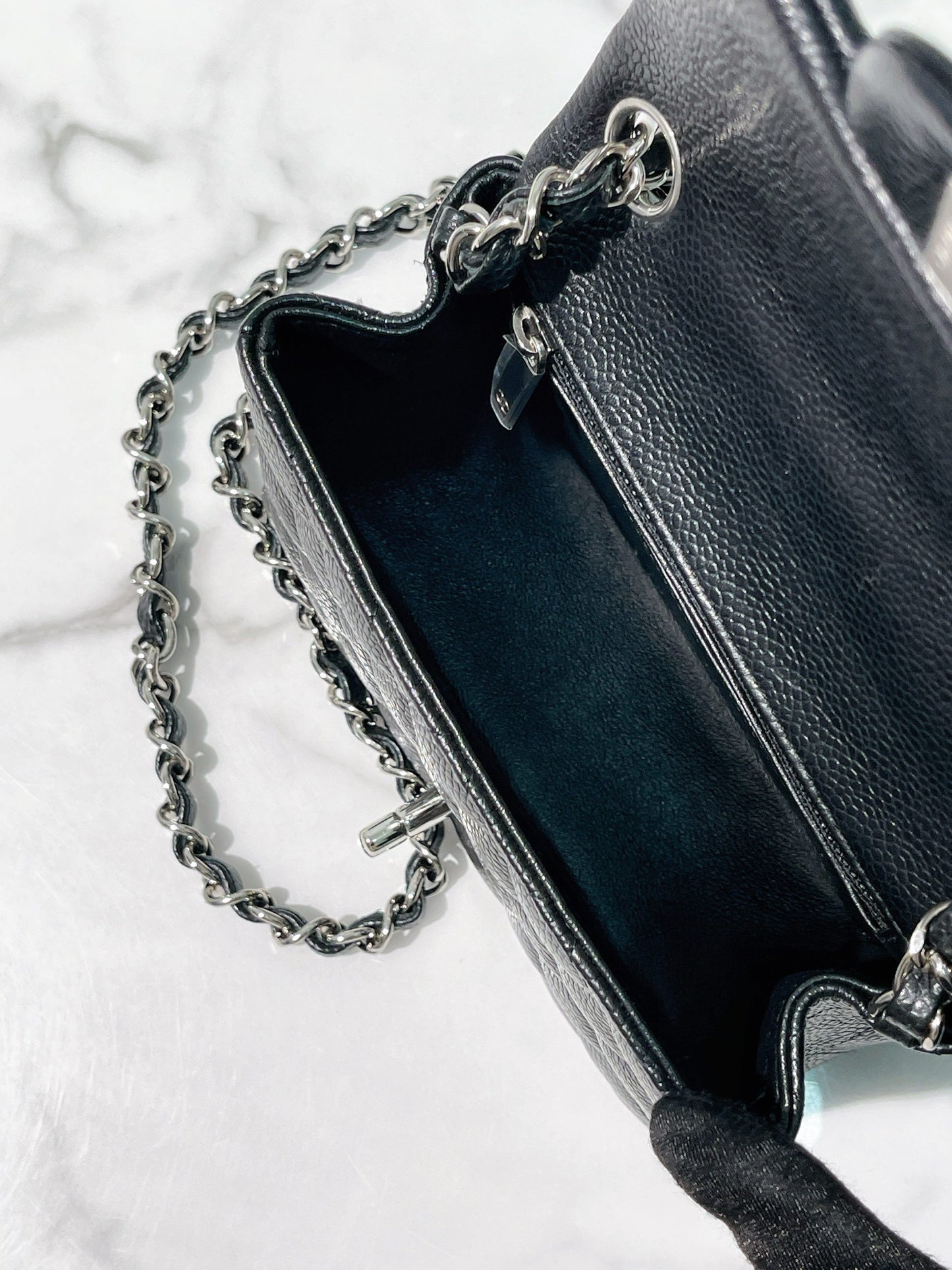 CHANEL MINI SQUARE FLAP, Black/Silver