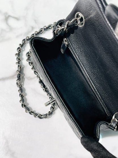 CHANEL MINI SQUARE FLAP, Black/Silver