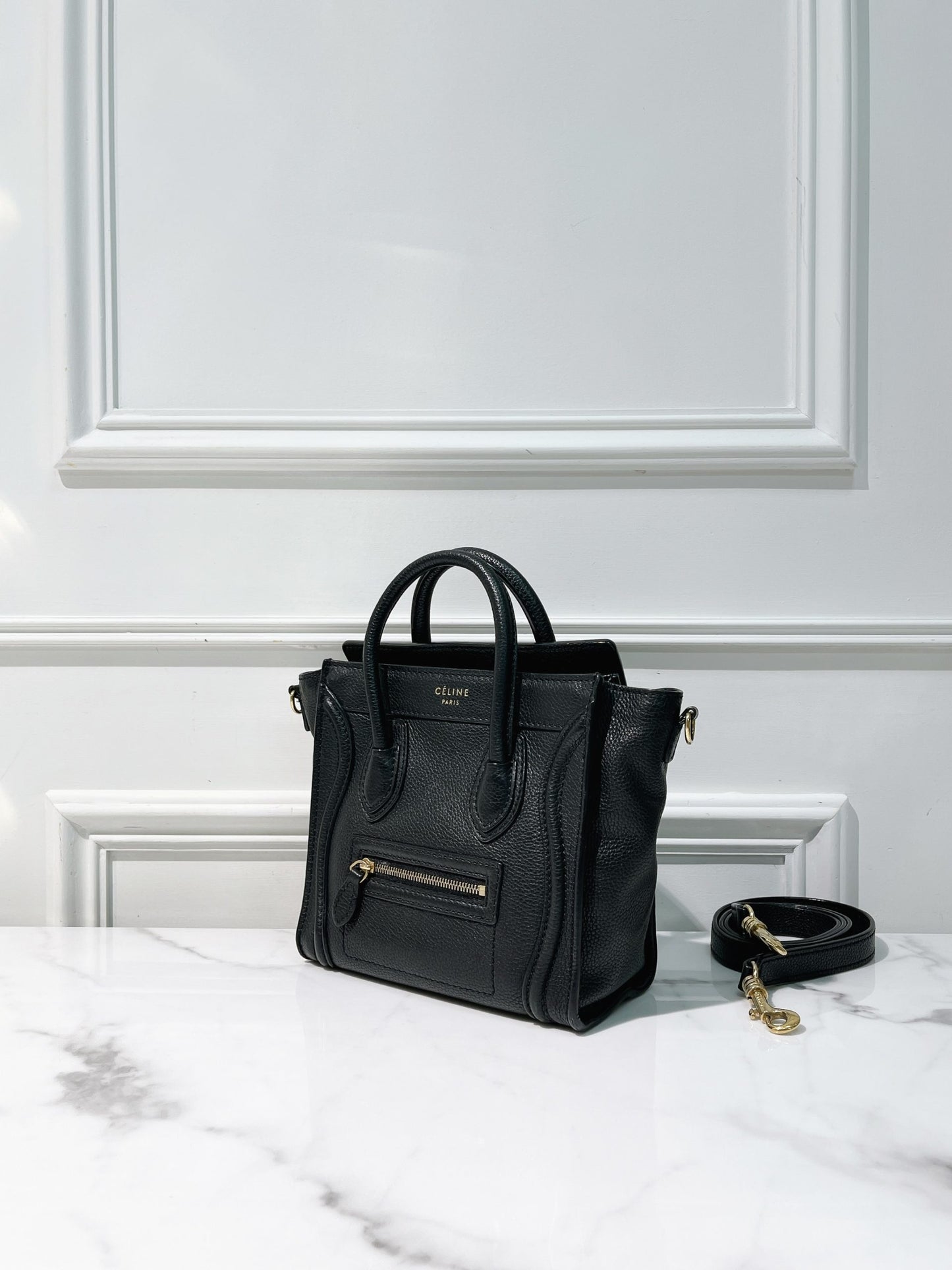 CELINE NANO LUGGAGE, Black/Gold