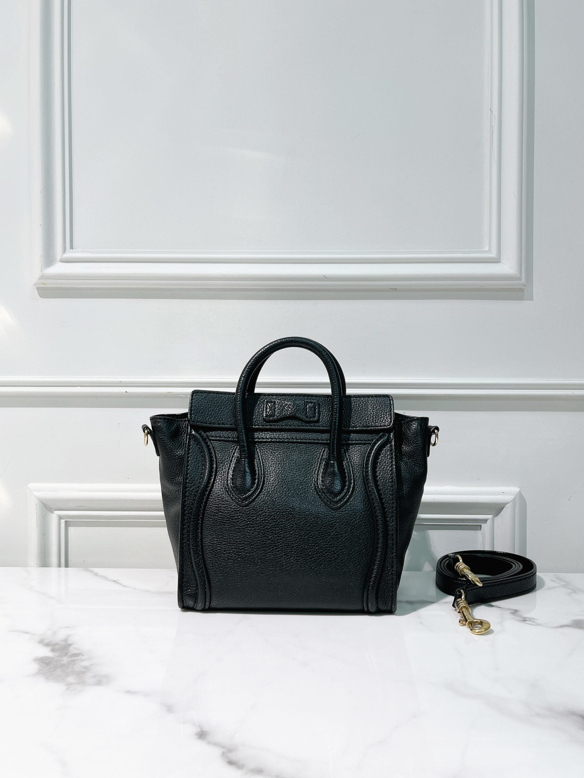 CELINE NANO LUGGAGE, Black/Gold