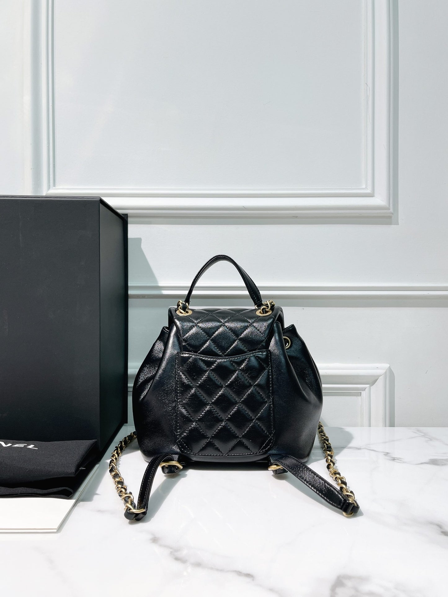 CHANEL 23K BACKPACK, Black/Gold