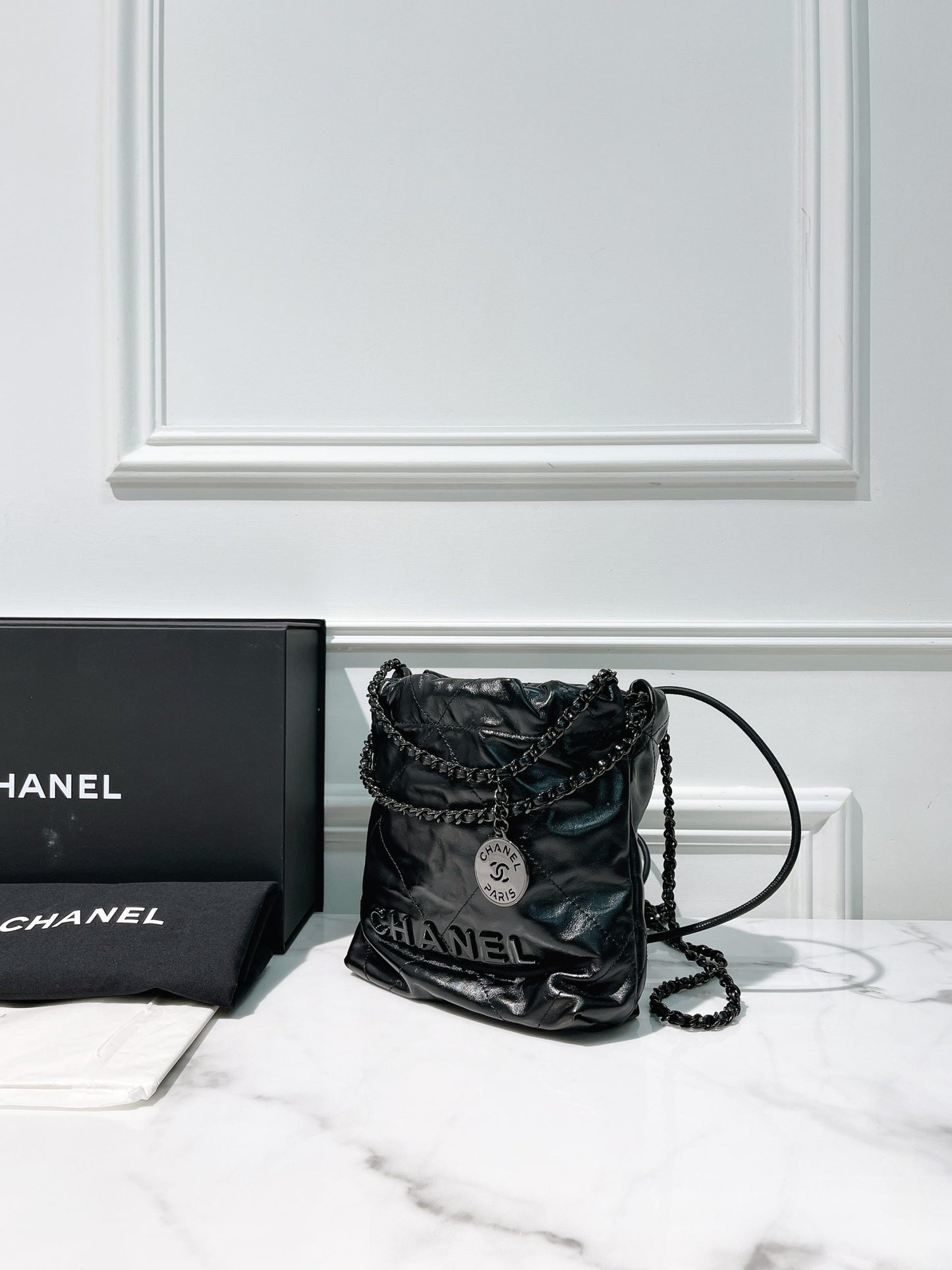 CHANEL MINI 22 BAG, So Black