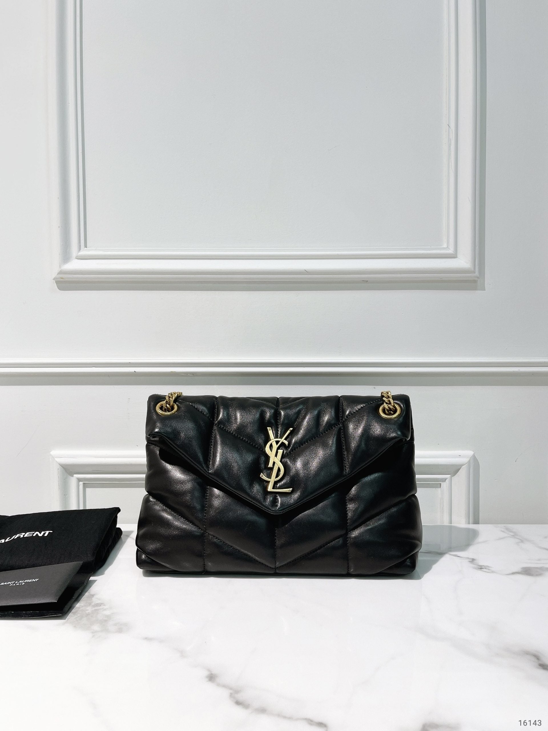 YSL PUFFER SMALL, Black/Gold