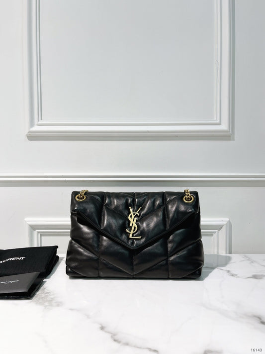 YSL PUFFER SMALL, Black/Gold