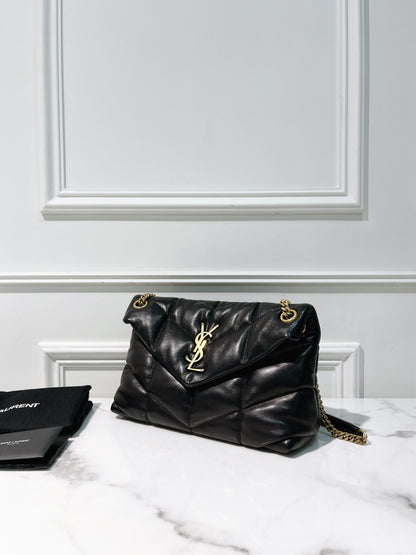 YSL PUFFER SMALL, Black/Gold