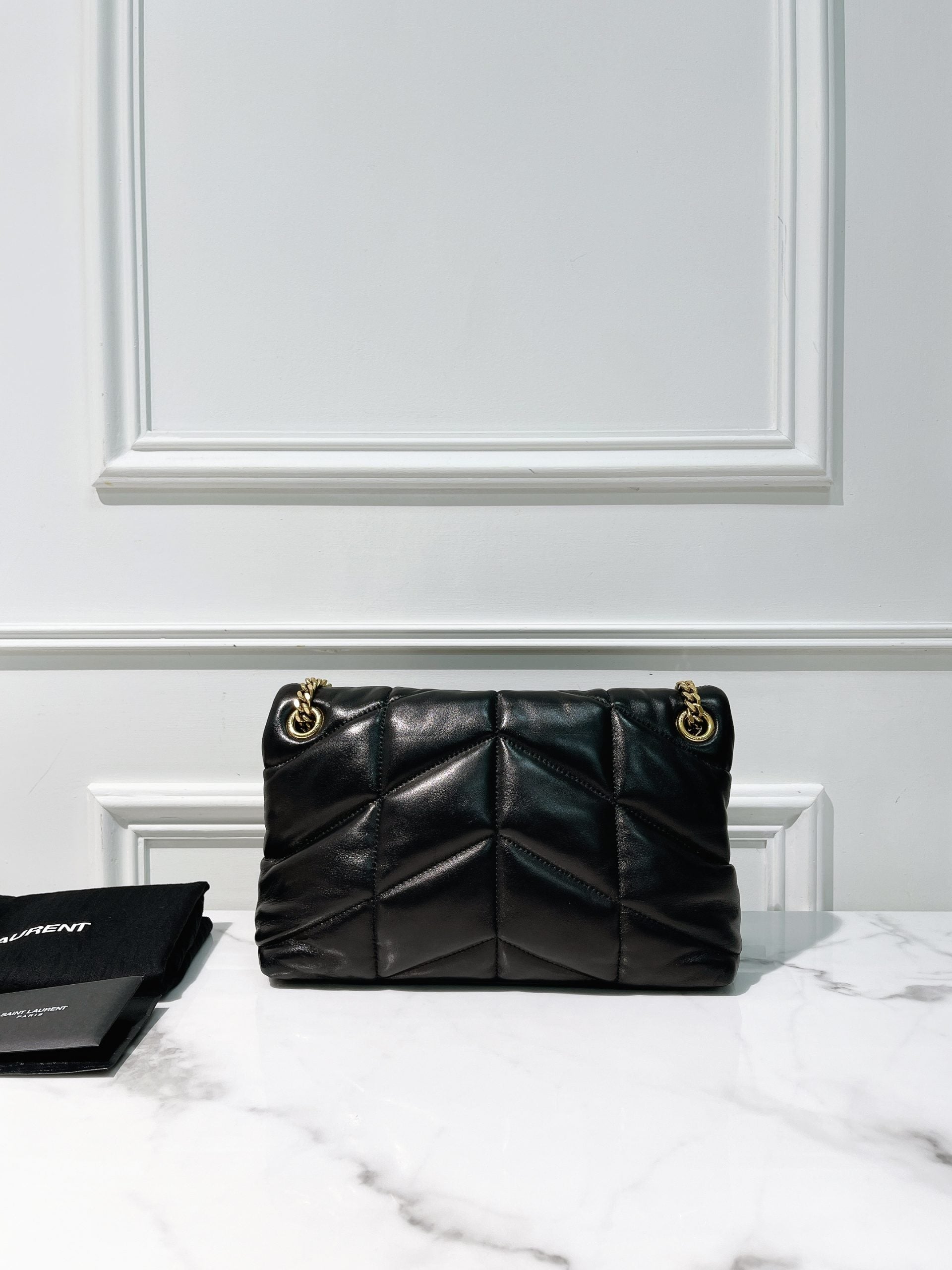 YSL PUFFER SMALL, Black/Gold